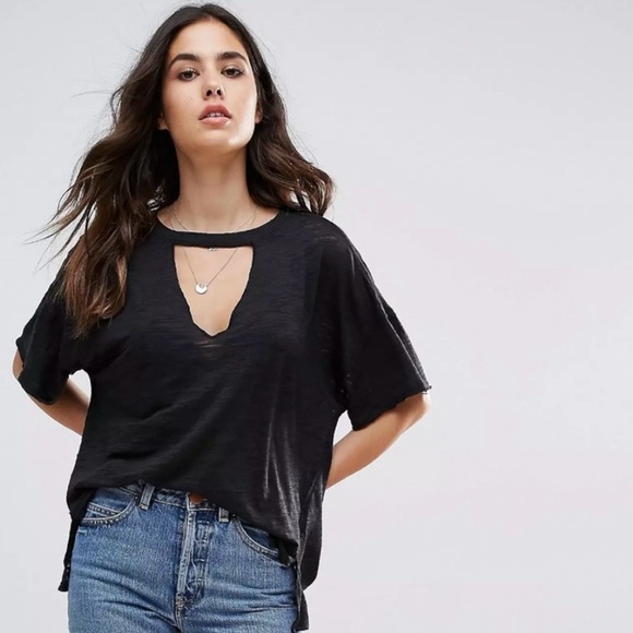 Free People We the Free Jordan Burnout Tee Shirt Oversized Boho V Neck Concert - Picture 2 of 9